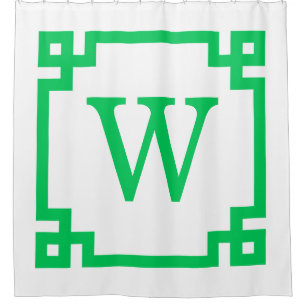 DIY BG Emerald Green Greek Key #2 Frame Init Mongm Shower Curtain