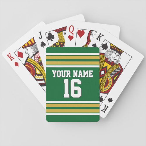 DIY BG Forest Green Gold Team Jersey Custom Number Poker Cards