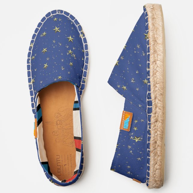DIY BG Gold Starry Sky Royal Blue Canvas Espadrilles (Side)