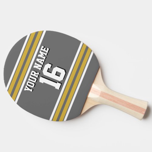 DIY BG Gray Gold Team Jersey Custom Number Name Ping Pong Paddle