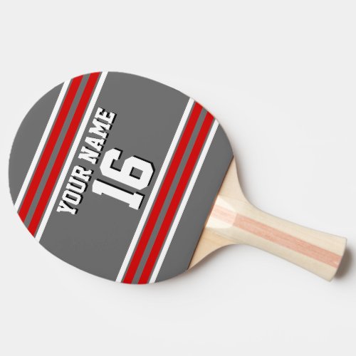DIY BG Gray Red Team Jersey Custom Number Name Ping Pong Paddle