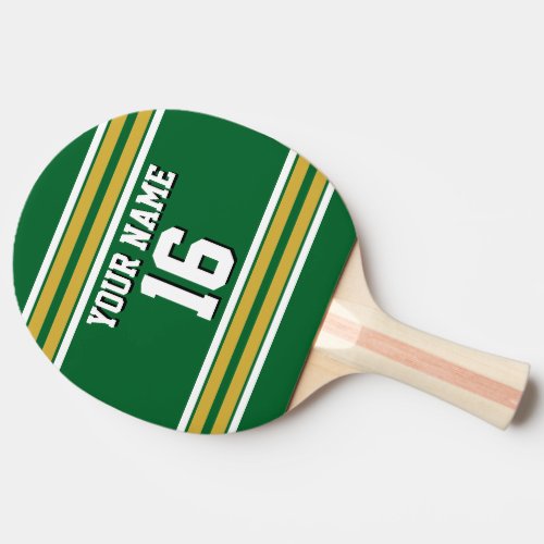 DIY BG Green Gold Team Jersey Custom Number Name Ping Pong Paddle