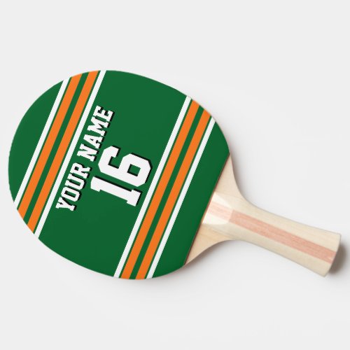 DIY BG Green Orange Team Jersey Custom Number Name Ping Pong Paddle
