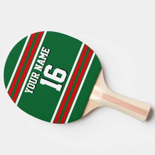 DIY BG Green Red Team Jersey Custom Number Name Ping_Pong Paddle