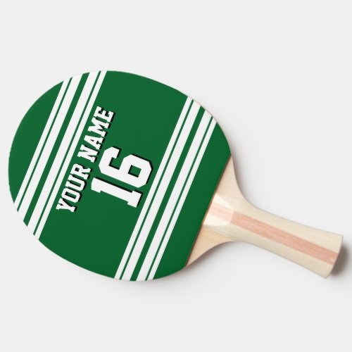 DIY BG Green White Team Jersey Custom Number Name Ping_Pong Paddle