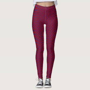 DIY BG LG Red Chevron ZigZag Stripe Navy Blue Leggings