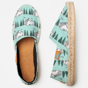 DIY BG Mountains Fir Trees Birds, Robin Egg Canvas Espadrilles