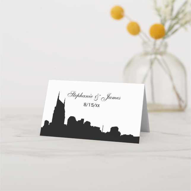 DIY BG Nashville Skyline Silhouette Escort Cards (Front)