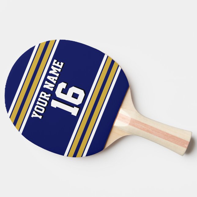 DIY BG Navy Gold Team Jersey Custom Number Name Ping-Pong Paddle (Side)