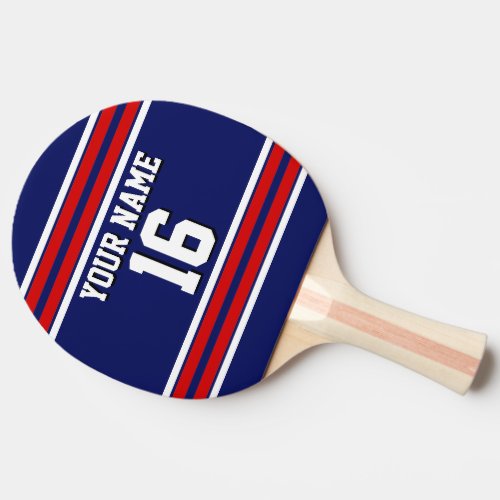 DIY BG Navy Red Team Jersey Custom Number Name Ping Pong Paddle