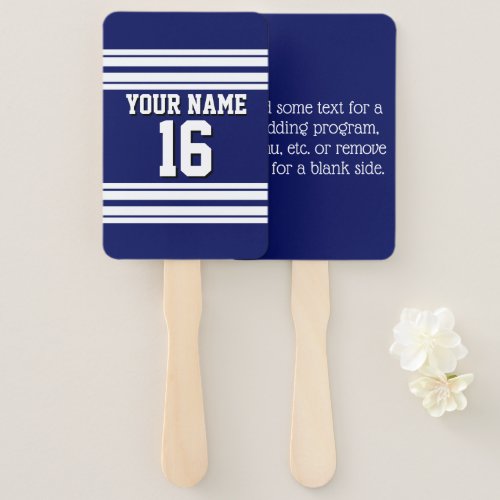 DIY BG Navy White Team Jersey Custom Number Name Hand Fan