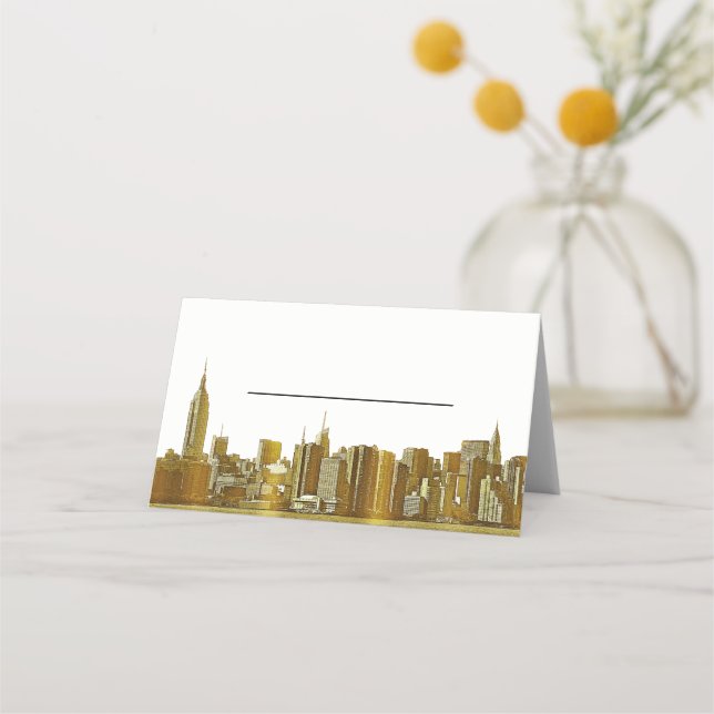 DIY BG NYC Skyline Blue Silhouette Escort Cards (Front)