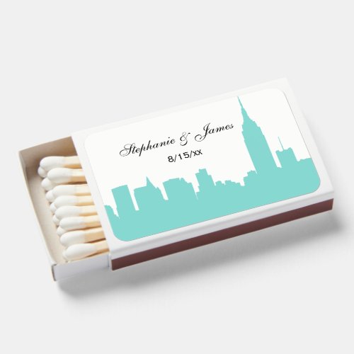 DIY BG NYC Skyline Silhouette Turquoise Matchboxes