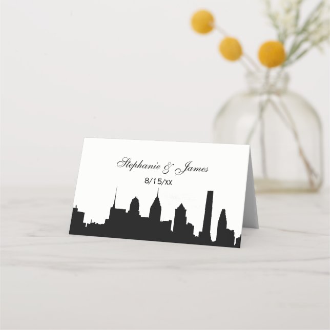 DIY BG Philadelphi Skyline Silhouette Escort Cards (Front)