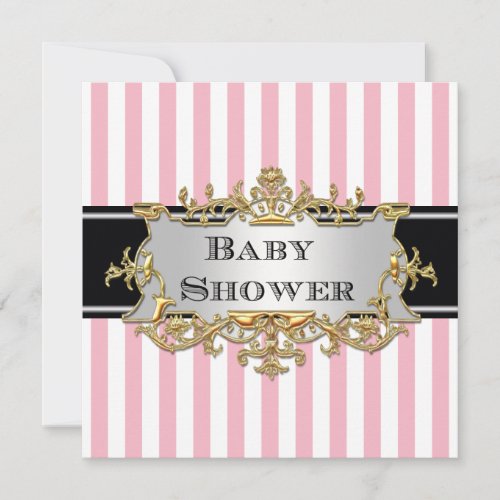 DIY BG  Pink White Stripe Baby Shower Invite 3