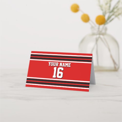 DIY BG Red Black Team Jersey Custom Number Name Place Card