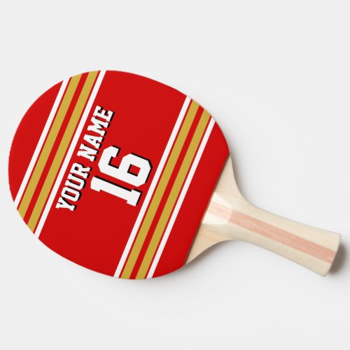 DIY BG Red Gold Team Jersey Custom Number Name Ping Pong Paddle