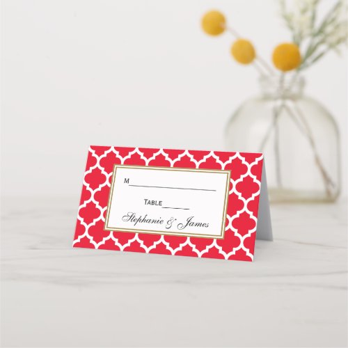 DIY BG Red Moroccan Quatrefoil Place Escort Cards