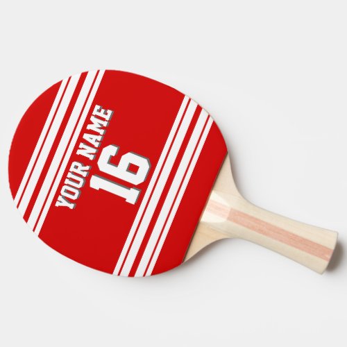 DIY BG Red White Team Jersey Custom Number Name Ping_Pong Paddle