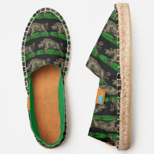 DIY BG Vintage Wild Boar Drawing #3C, Black Canv Espadrilles