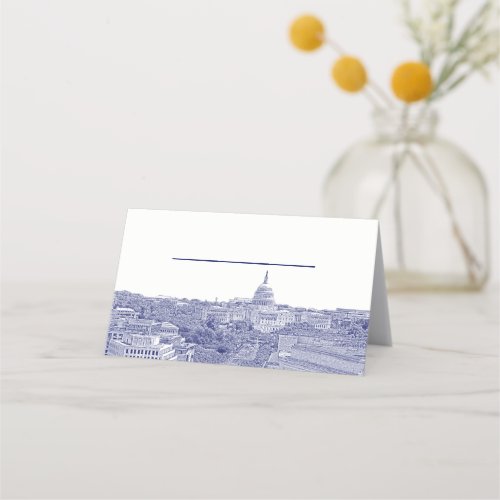 DIY BG Washington DC Skyline Blue Escort Cards