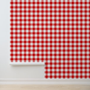 DIY Bkgrnd Color Buffalo Check Plaid #2 White Red Wallpaper
