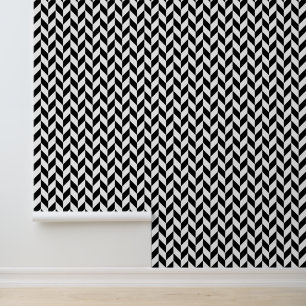 DIY Bkgrnd Color Herringbone Pattern Black White Wallpaper