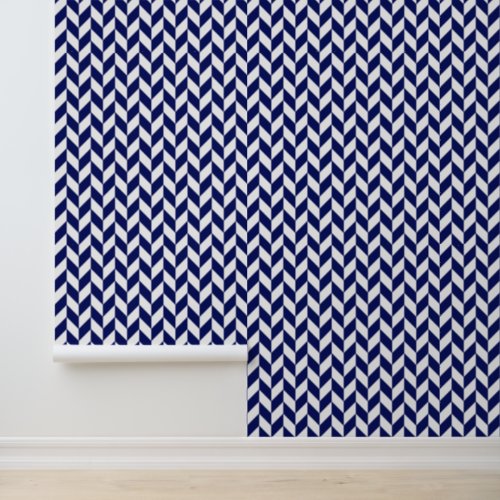 DIY Bkgrnd Color Herringbone Pattern White Blue Wallpaper