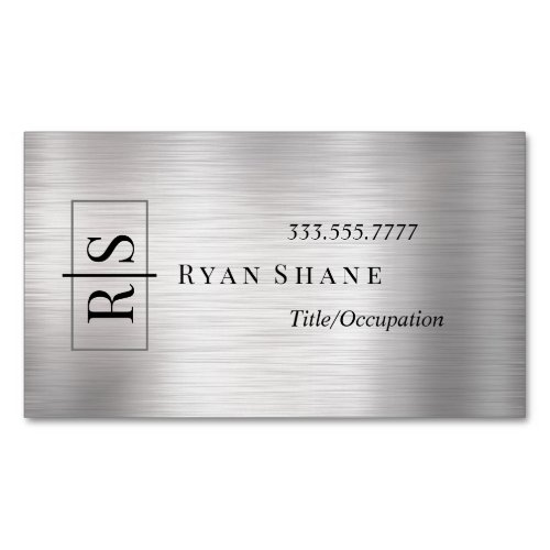 DIY Black Monogram in Box Name Brushed Silver Vs2 Business Card Magnet