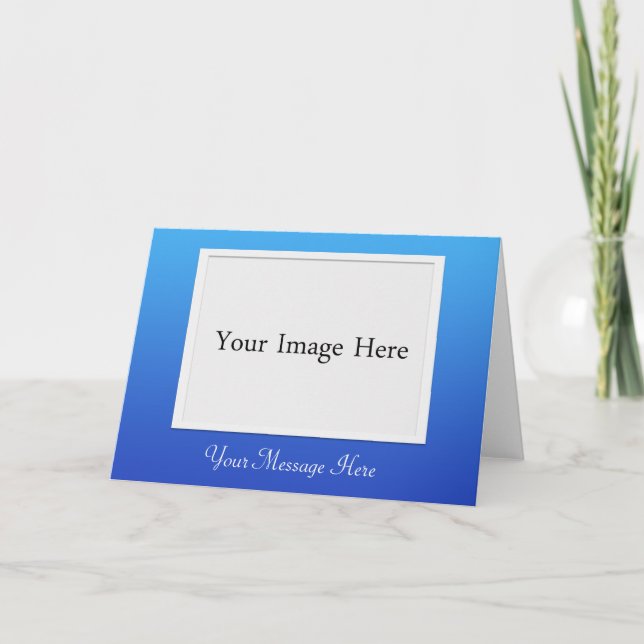 DIY Blue Photo Picture Frame Greeting Card (Front)