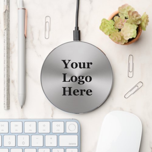 DIY Brushed Metal Look Your Logo Here Template Wireless Charger
