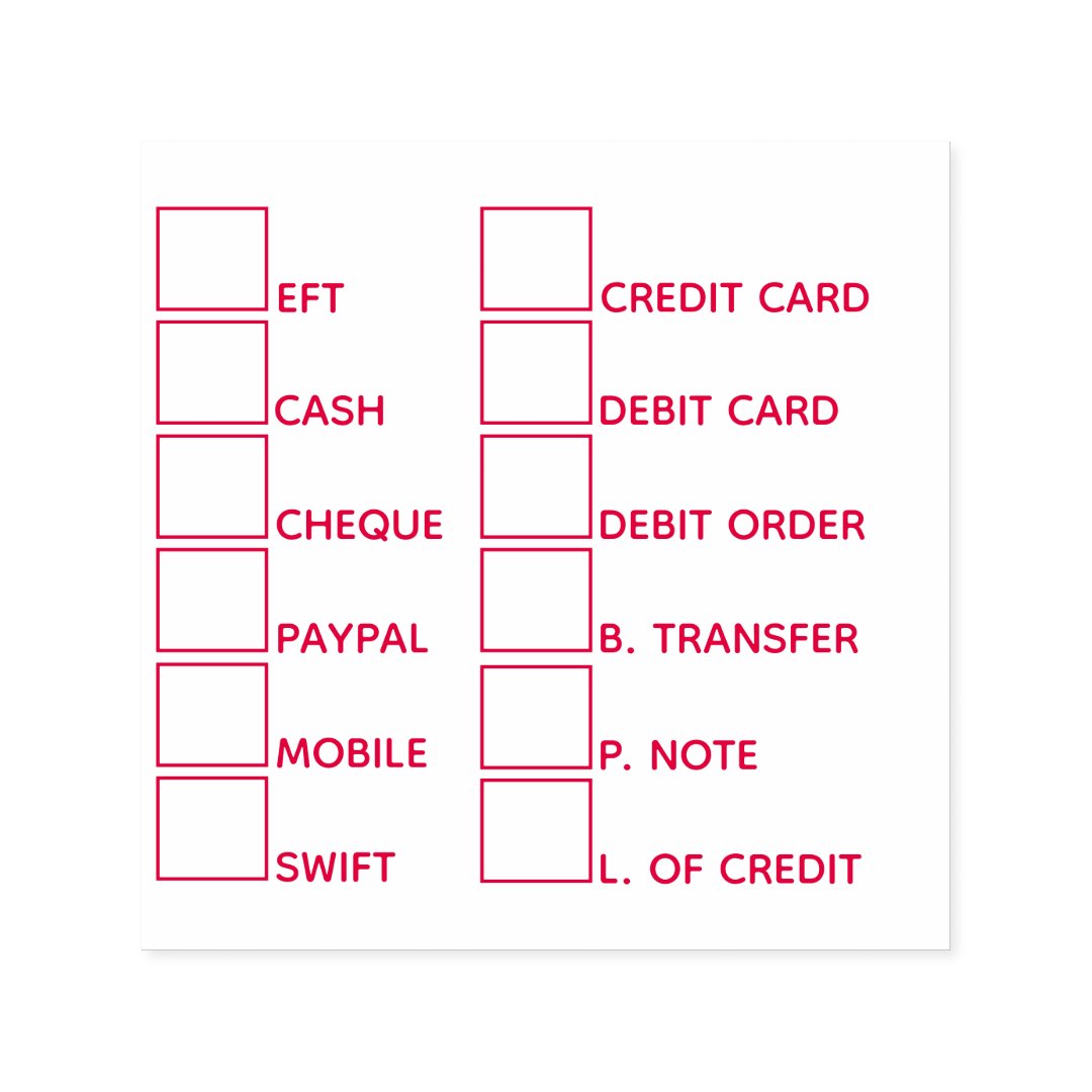 DIY Business banking payment methods 12 block red Selfinking Stamp