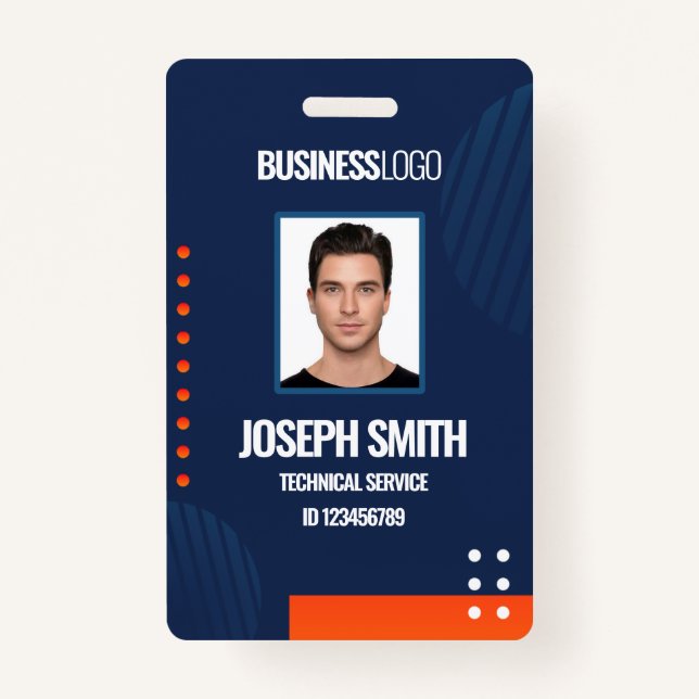 DIY Business Custom Modern Employee Photo ID Badge (Front)