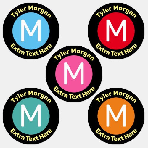 DIY Childs Name  Monogram on Colorful Circles La Labels