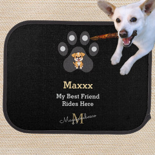 DIY Classic Pet Dog Mom Monogram Black Grey Set of Car Floor Mat