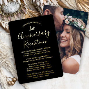DIY Color 1st Anniversary Wedding Reception Photo Foil Invitation