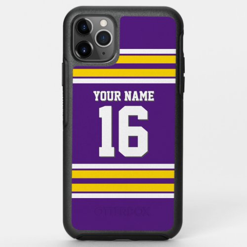 DIY Color BG Purple Gold Team Jersey Preppy Stripe OtterBox Symmetry iPhone 11 Pro Max Case