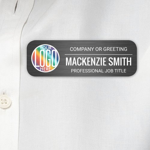 DIY Color Brushed Black Printed Plastic Employee Name Tag