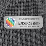 Diy Color Brushed Gray Faux Metallic Employee Name Tag at Zazzle