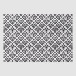 DIY Color Floral Damask #3 on White BG Black Tissue Paper