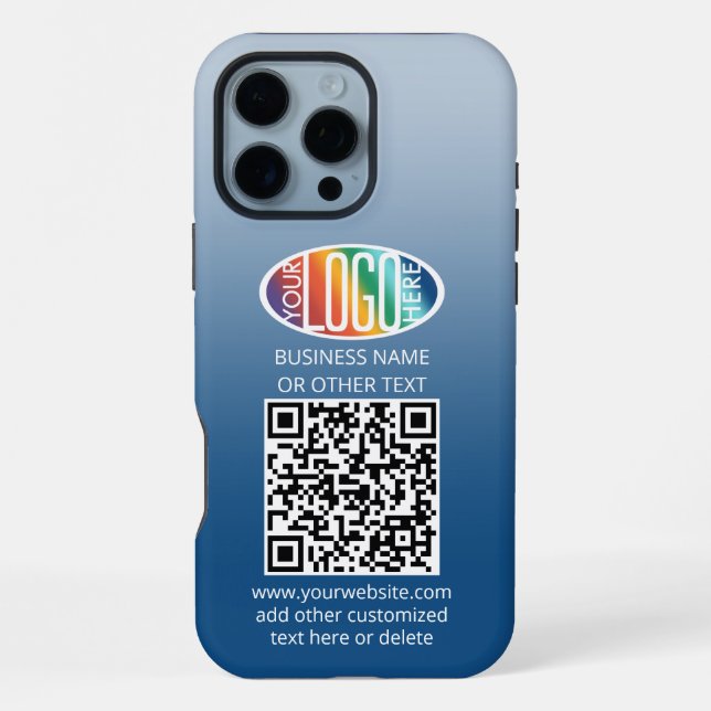 DIY Color Gradient • Business Logo & QR Code iPhone Case (Back)