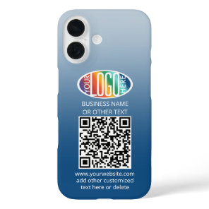 DIY Color Gradient • Business Logo & QR Code Tough iPhone 16 Case