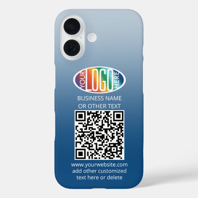 DIY Color Gradient • Business Logo & QR Code Tough Case-Mate iPhone Case (Back)