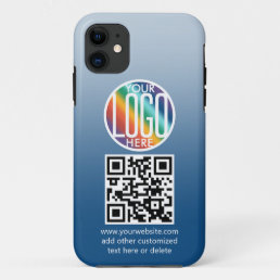 Diy Color Gradient | Business Logo &amp; QR Code Tough iPhone 11 Case