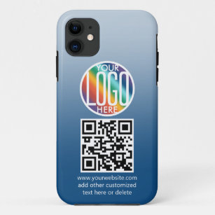 Diy Color Gradient   Business Logo & QR Code Tough iPhone 11 Case