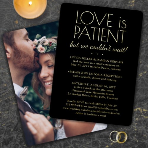 DIY Color Love is Patient Wedding Reception Photo Foil Invitation