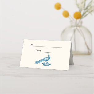 DIY Color Peacock on Crown Place Escort Card Ivory
