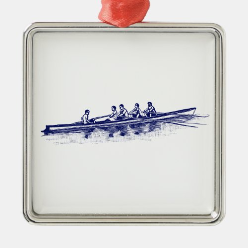 DIY Color Rowing Rowers Crew Team Water Sports Blu Metal Ornament