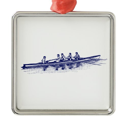 DIY Color Rowing Rowers Crew Team Water Sports Blu Metal Ornament