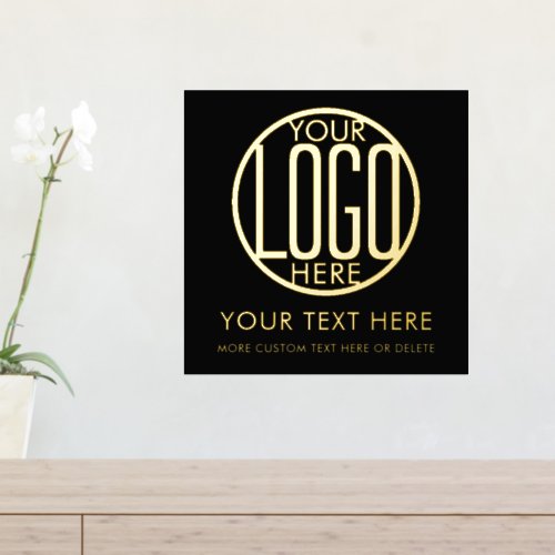 DIY Color  Text  Your Business Logo Black Square Foil Prints